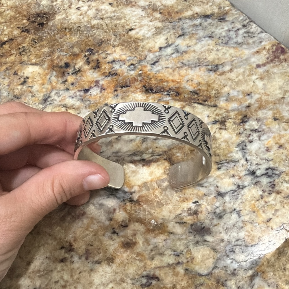 Montana Silversmiths Silver Southwestern Stamped Cuff Bracelet